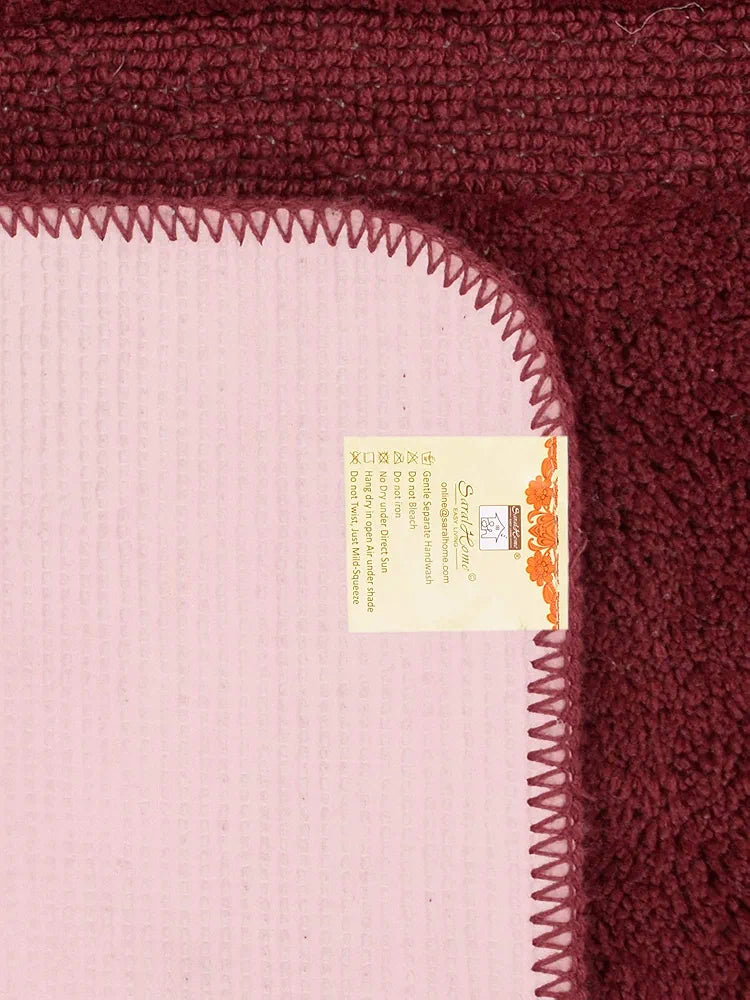 Saral Home Cotton Anti Slip Bathmat Set with Contour | Soft & Super Absorbent Mats for Shower | Washable, Non-Slip & Quick-Drying Mats for Home/Kitchen/Office | Pack of 2